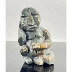 Vintage Eskimo Inuit Art Hand Carved Canadian Tribal Stone 350 grams 4.5" tall
